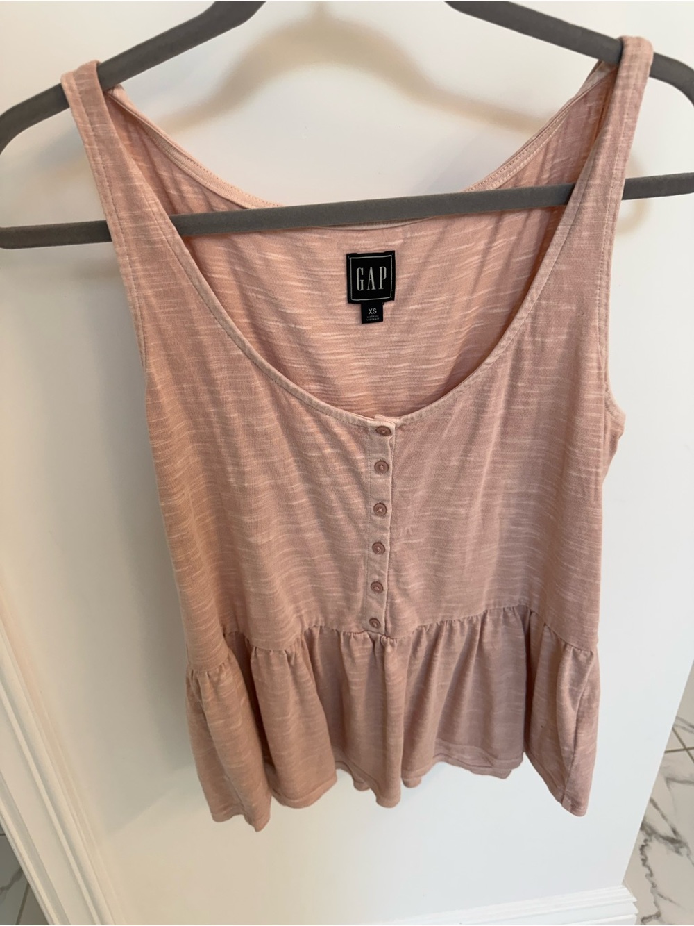 GAP Light Pink Button-Front Peplum Camisole
